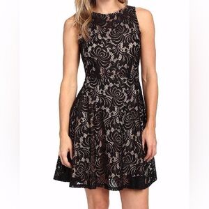 City Triangles Black and Tan Sleeveless A-line Midi Dress